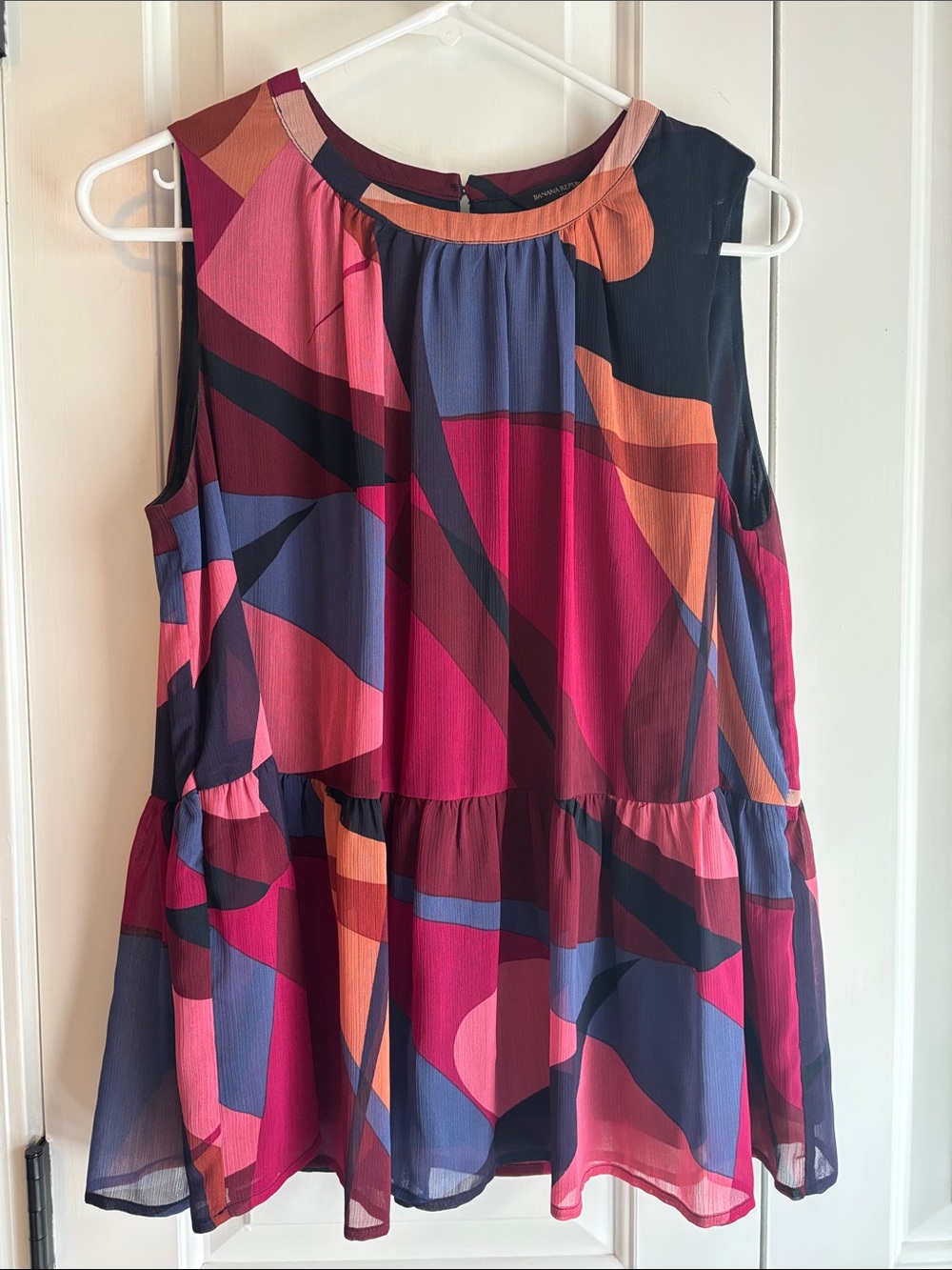 Banana Republic Sleeveless Colorblock Top in Navy, Magenta & Coral